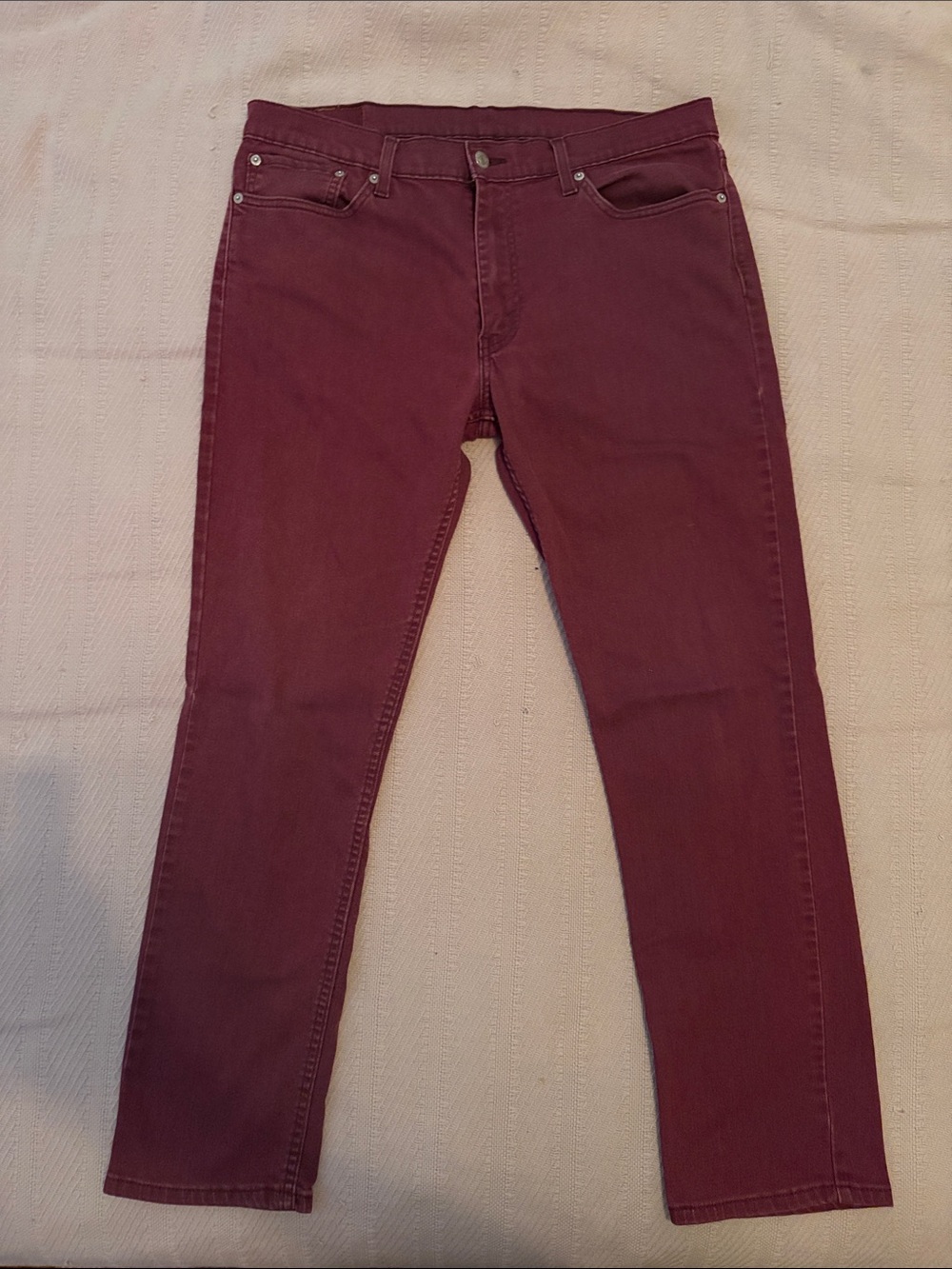 Levi’s 511 Slim Fit Burgundy Stretch Jeans Men’s 36x32 Wine Red Denim Pants